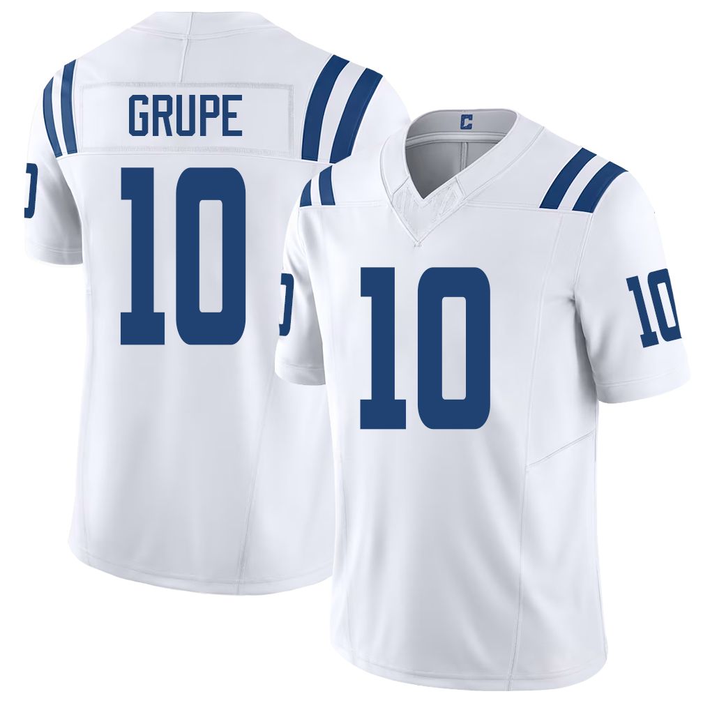 Indianapolis #10 Grupe Player Football V Neck Short Sleeve White Jersey Blake For Men Youth Women Gift