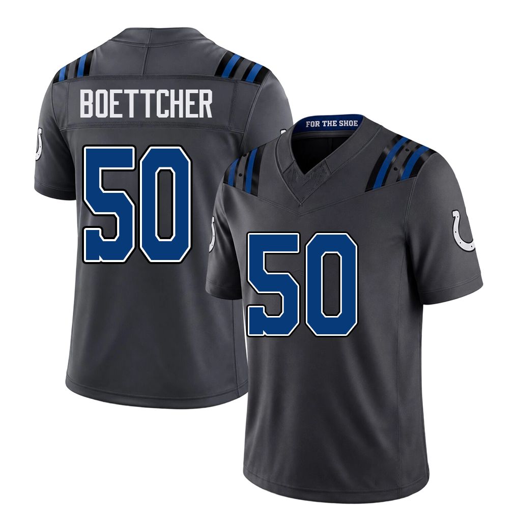 Indianapolis #50 Boettcher Player Football V Neck Short Sleeve Anthracite Jersey Bryce For Men Youth Women Gift