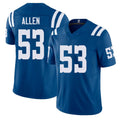 Indianapolis #53 Allen Player Football V Neck Short Sleeve Royal Jersey CJ For Men Youth Women Gift