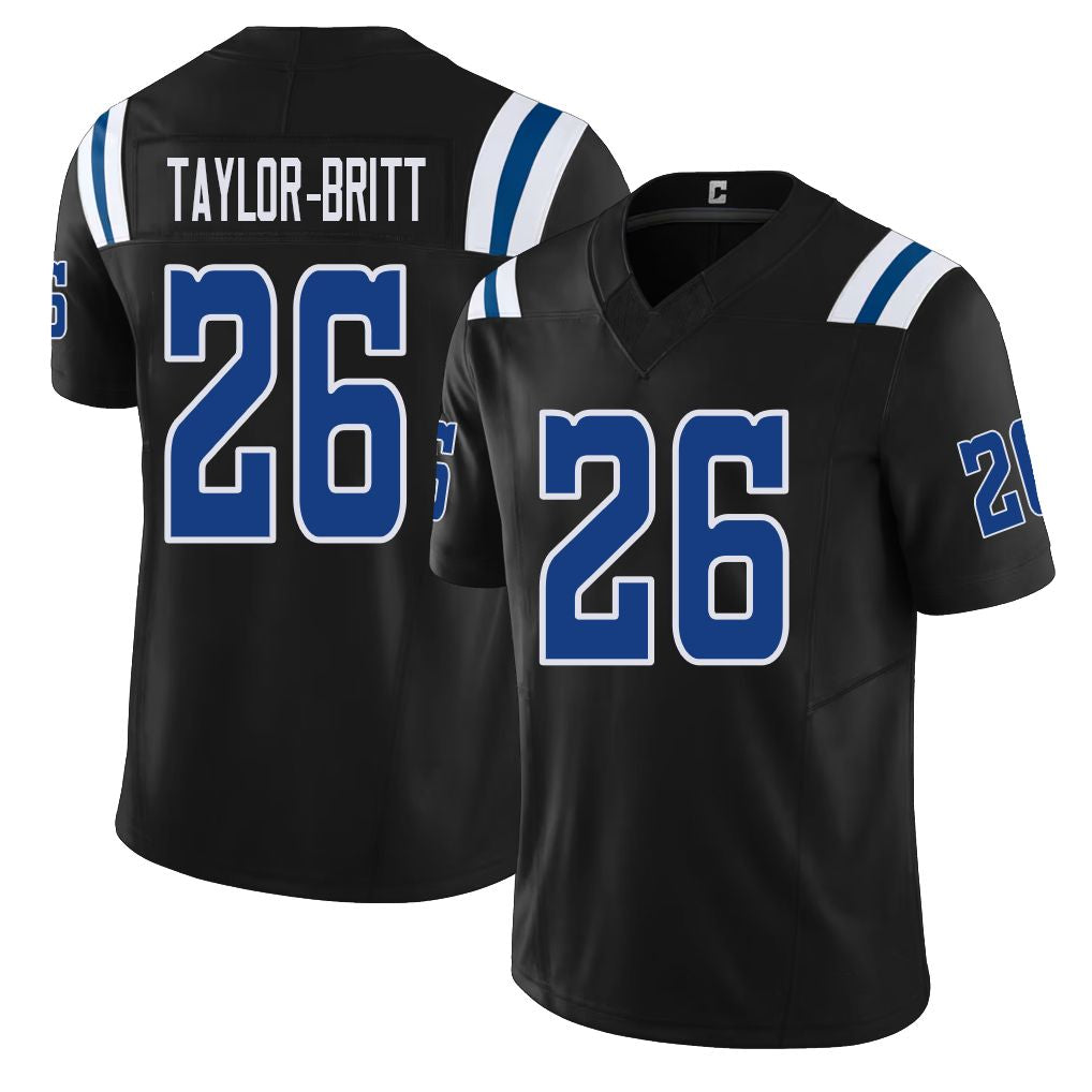 Indianapolis #26 Taylor-Britt Player Football V Neck Short Sleeve Black Jersey Cam For Men Youth Women Gift