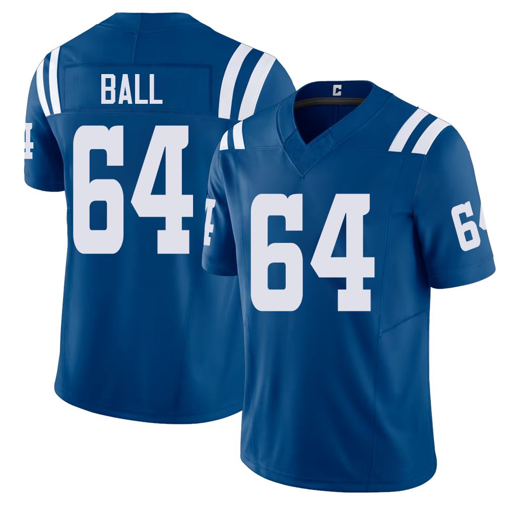 Indianapolis #64 Ball Player Football V Neck Short Sleeve Royal Jersey Cameron For Men Youth Women Gift