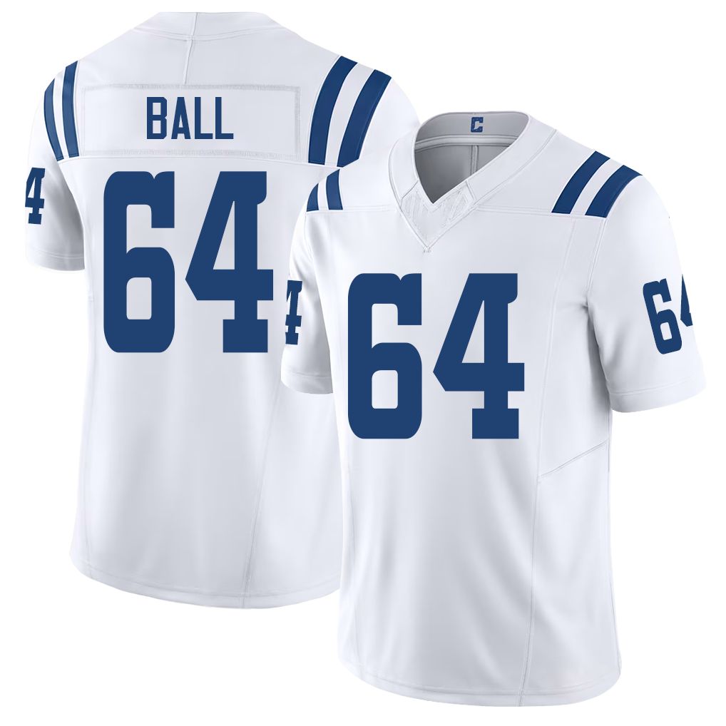 Indianapolis #64 Ball Player Football V Neck Short Sleeve White Jersey Cameron For Men Youth Women Gift