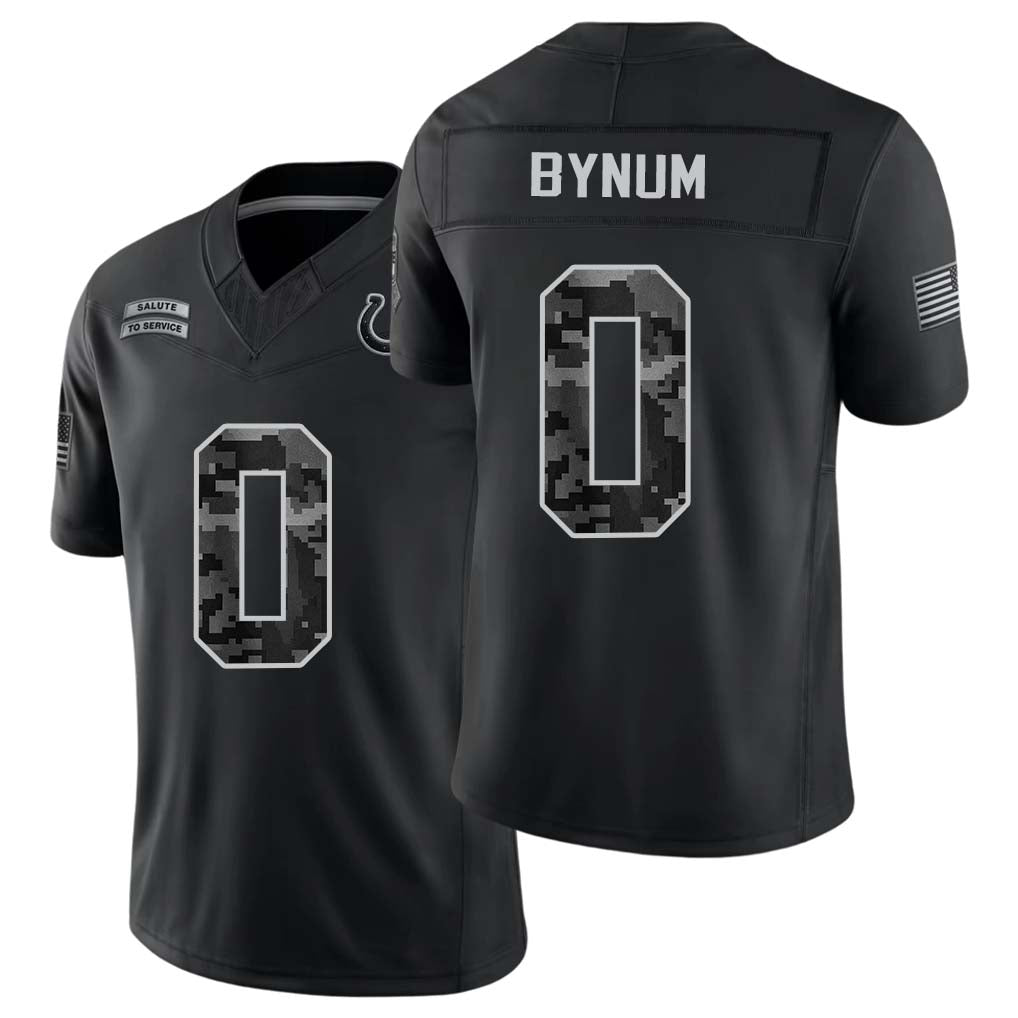 Indianapolis #0 Bynum Player Football V Neck Short Sleeve Black Jersey Camryn For Men Youth Women Gift