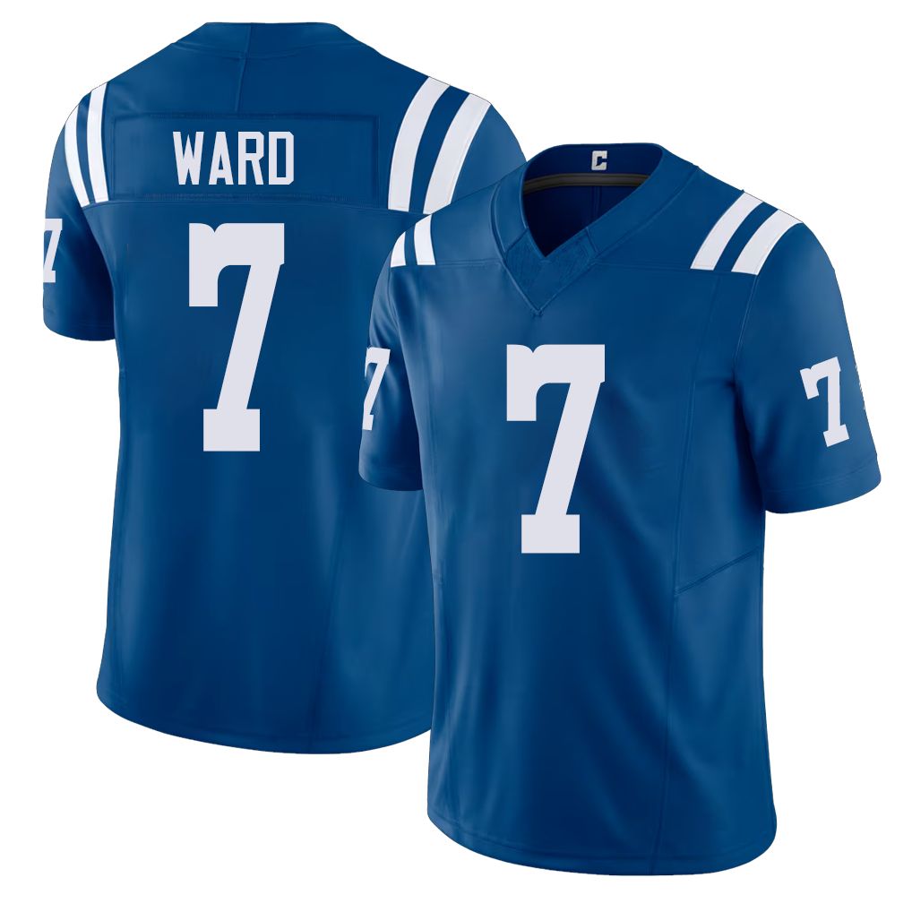 Indianapolis #7 Ward Player Football V Neck Short Sleeve Royal Jersey Charvarius For Men Youth Women Gift