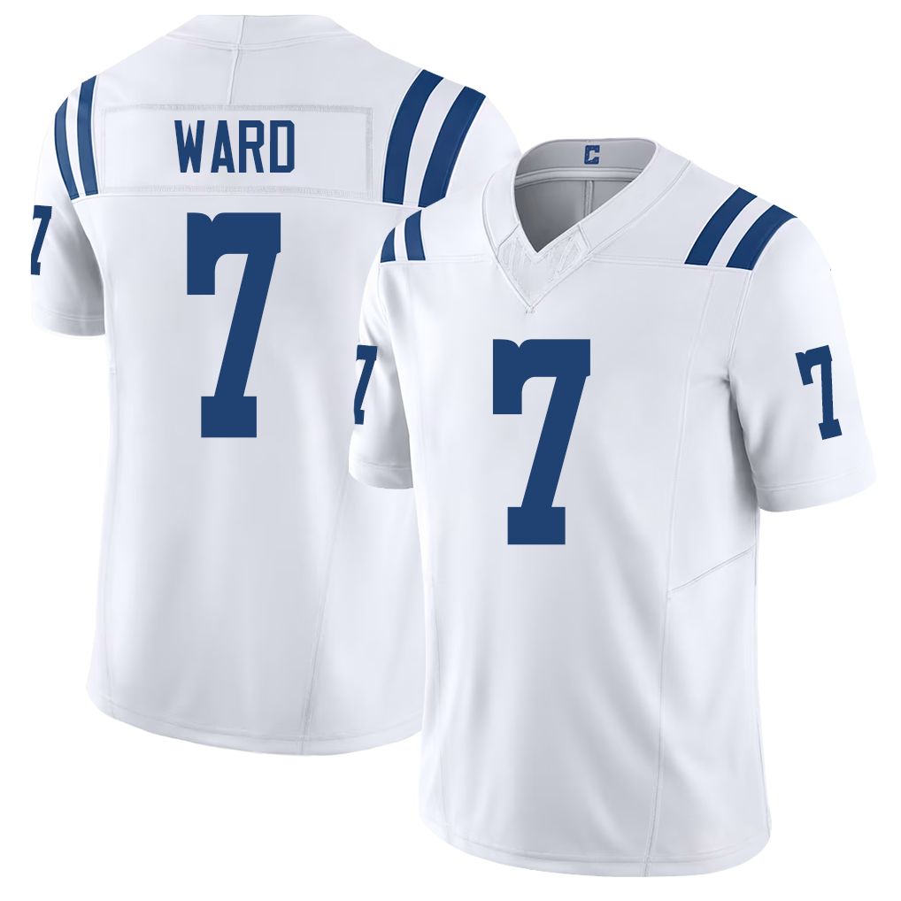 Indianapolis #7 Ward Player Football V Neck Short Sleeve White Jersey Charvarius For Men Youth Women Gift