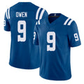 Indianapolis #9 Owen Player Football V Neck Short Sleeve Royal Jersey Coleman For Men Youth Women Gift