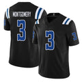 Indianapolis #3 Montgomery Player Football V Neck Short Sleeve Black Jersey D.J. For Men Youth Women Gift