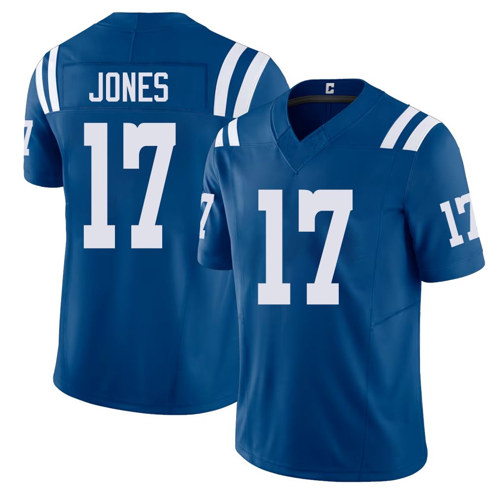 Indianapolis #17 Jones Player Football V Neck Short Sleeve Royal Jersey Daniel For Men Youth Women Gift