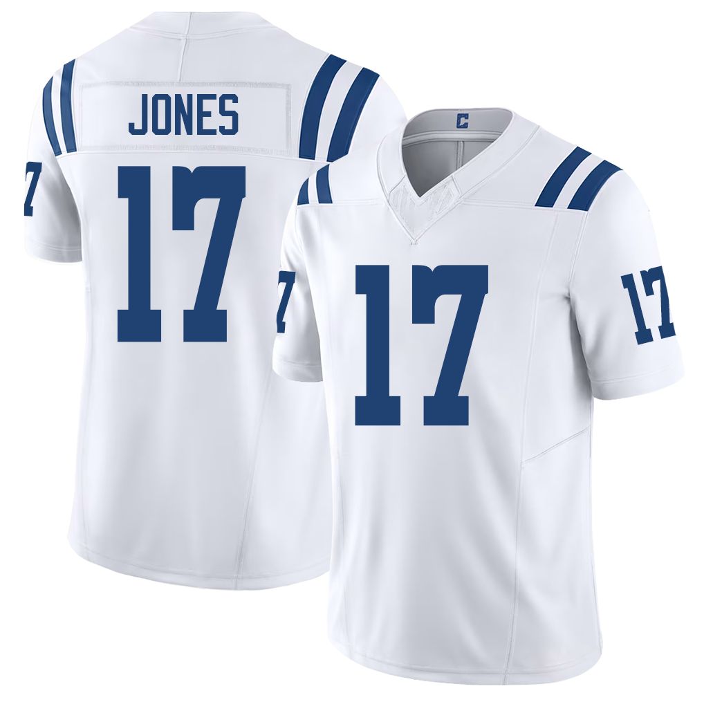 Indianapolis #17 Jones Player Football V Neck Short Sleeve White Jersey Daniel For Men Youth Women Gift