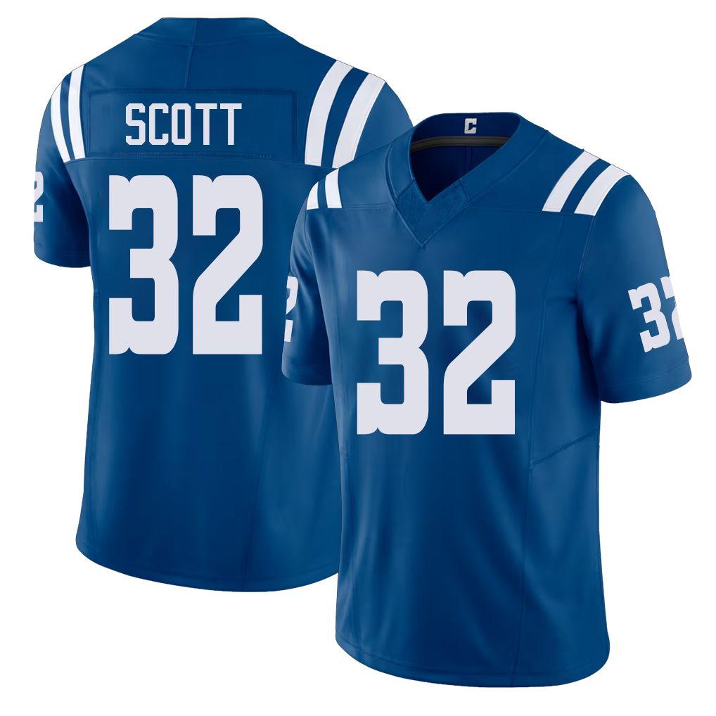 Indianapolis #32 Scott Player Football V Neck Short Sleeve Royal Jersey Daniel For Men Youth Women Gift