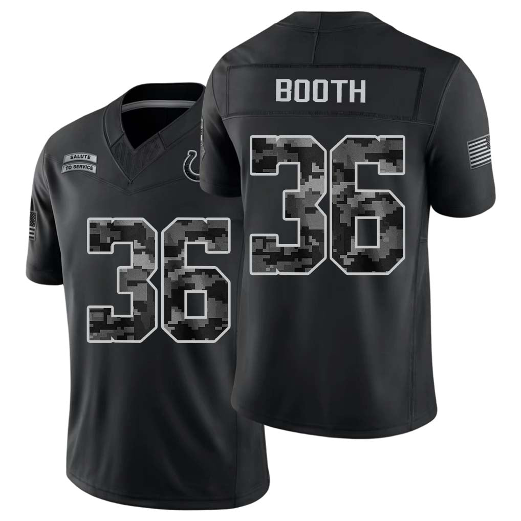 Indianapolis #36 Booth Player Football V Neck Short Sleeve Black Jersey Davon For Men Youth Women Gift