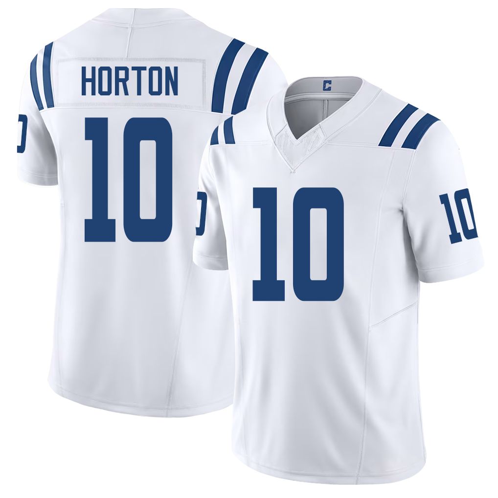 Indianapolis #10 Horton Player Football V Neck Short Sleeve White Jersey E.J. For Men Youth Women Gift