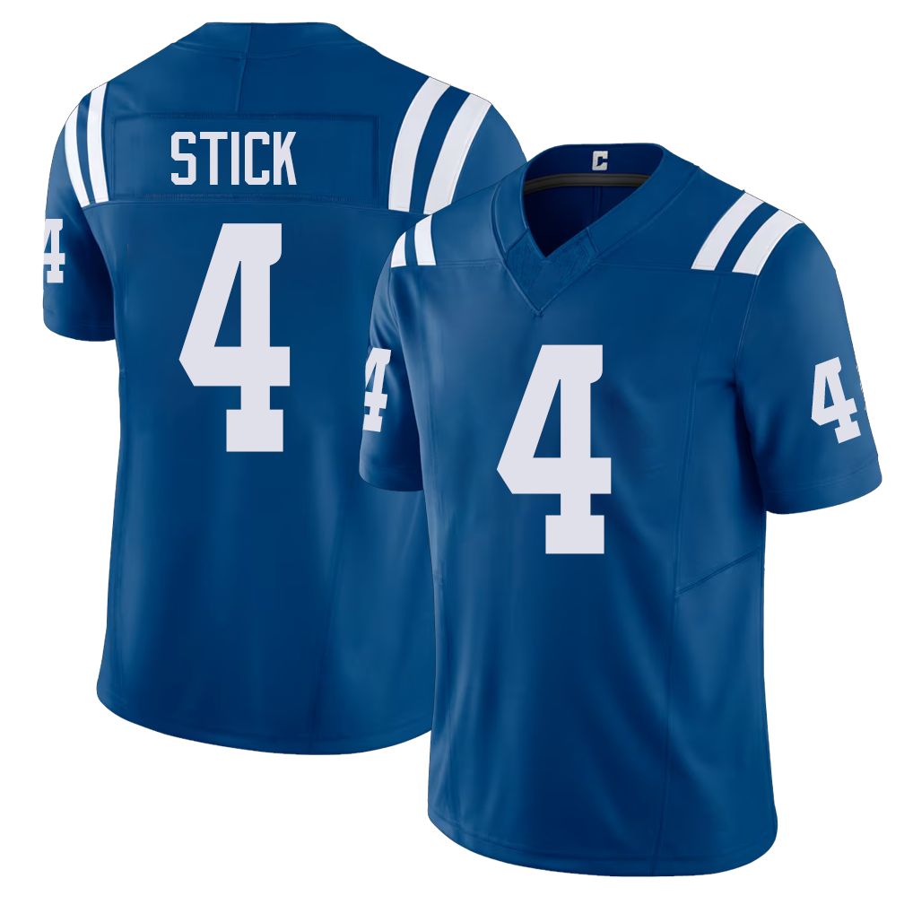 Indianapolis #4 Stick Player Football V Neck Short Sleeve Royal Jersey Easton For Men Youth Women Gift