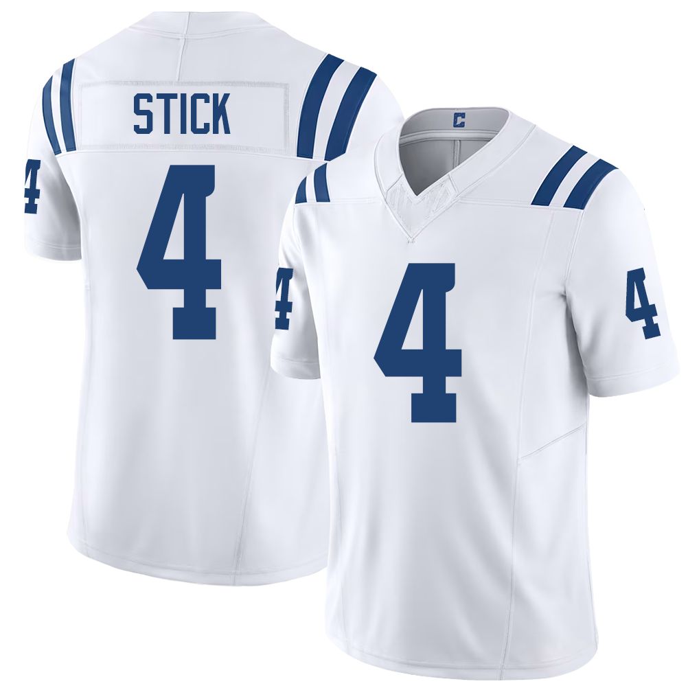 Indianapolis #4 Stick Player Football V Neck Short Sleeve White Jersey Easton For Men Youth Women Gift