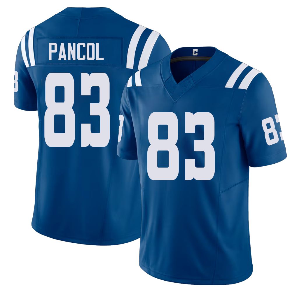 Indianapolis #83 Pancol Player Football V Neck Short Sleeve Royal Jersey Eli For Men Youth Women Gift