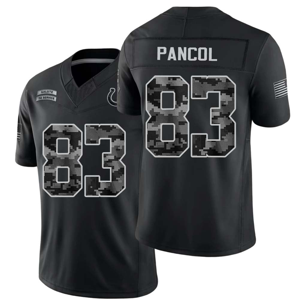 Indianapolis #83 Pancol Player Football V Neck Short Sleeve Black Jersey Eli For Men Youth Women Gift