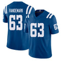 Indianapolis #63 VanDeMark Player Football V Neck Short Sleeve Royal Jersey Geno For Men Youth Women Gift