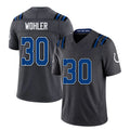 Indianapolis #30 Wohler Player Football V Neck Short Sleeve Anthracite Jersey Hunter For Men Youth Women Gift