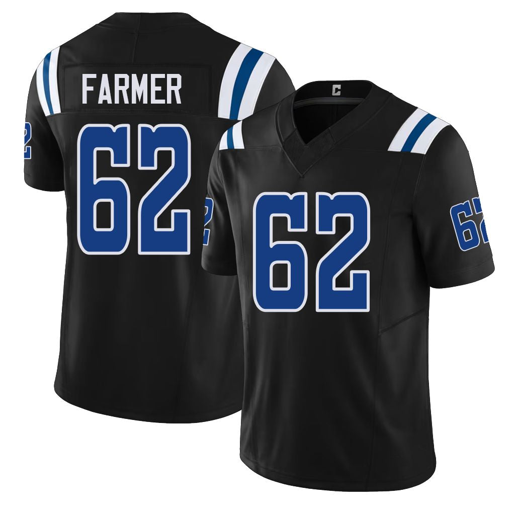 Indianapolis #62 Farmer Player Football V Neck Short Sleeve Black Jersey Jalen For Men Youth Women Gift