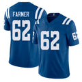 Indianapolis #62 Farmer Player Football V Neck Short Sleeve Royal Jersey Jalen For Men Youth Women Gift