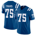 Indianapolis #75 Travis Player Football V Neck Short Sleeve Royal Jersey Jalen For Men Youth Women Gift