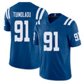 Indianapolis #91 Tuimolaou Player Football V Neck Short Sleeve Royal Jersey Jaylahn For Men Youth Women Gift