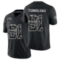 Indianapolis #91 Tuimoloau Player Football V Neck Short Sleeve Black Jersey Jaylahn For Men Youth Women Gift