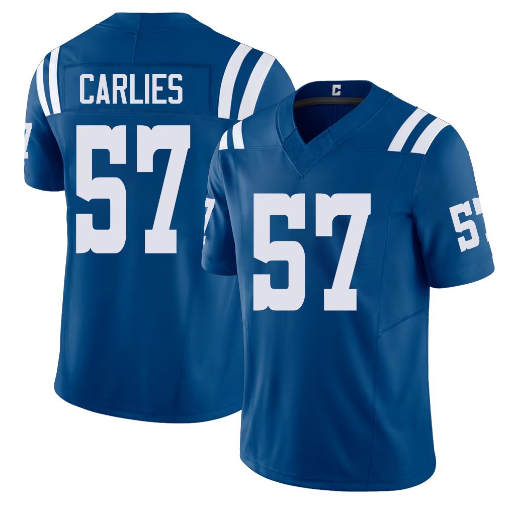 Indianapolis #57 Carlies Player Football V Neck Short Sleeve Royal Jersey Jaylon For Men Youth Women Gift