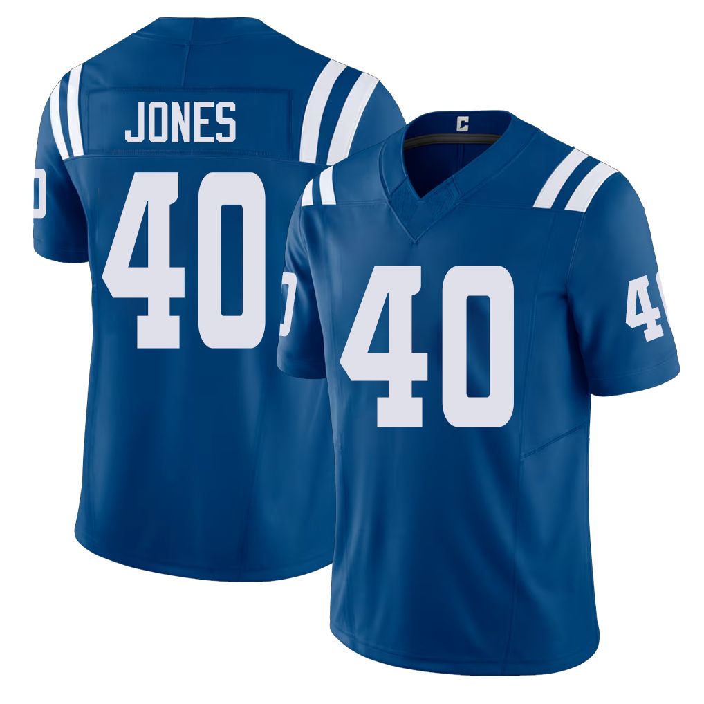 Indianapolis #40 Jones Player Football V Neck Short Sleeve Royal Jersey Jaylon For Men Youth Women Gift