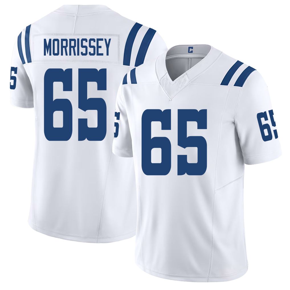 Indianapolis #65 Morrissey Player Football V Neck Short Sleeve White Jersey Jimmy For Men Youth Women Gift