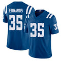 Indianapolis #35 Edwards Player Football V Neck Short Sleeve Royal Jersey Johnathan For Men Youth Women Gift
