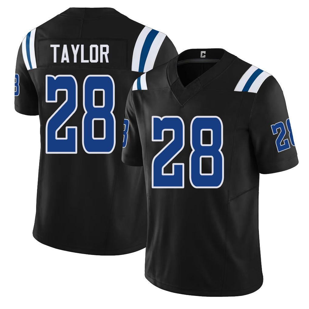 Indianapolis #28 Taylor Player Football V Neck Short Sleeve Black Jersey Jonathan For Men Youth Women Gift