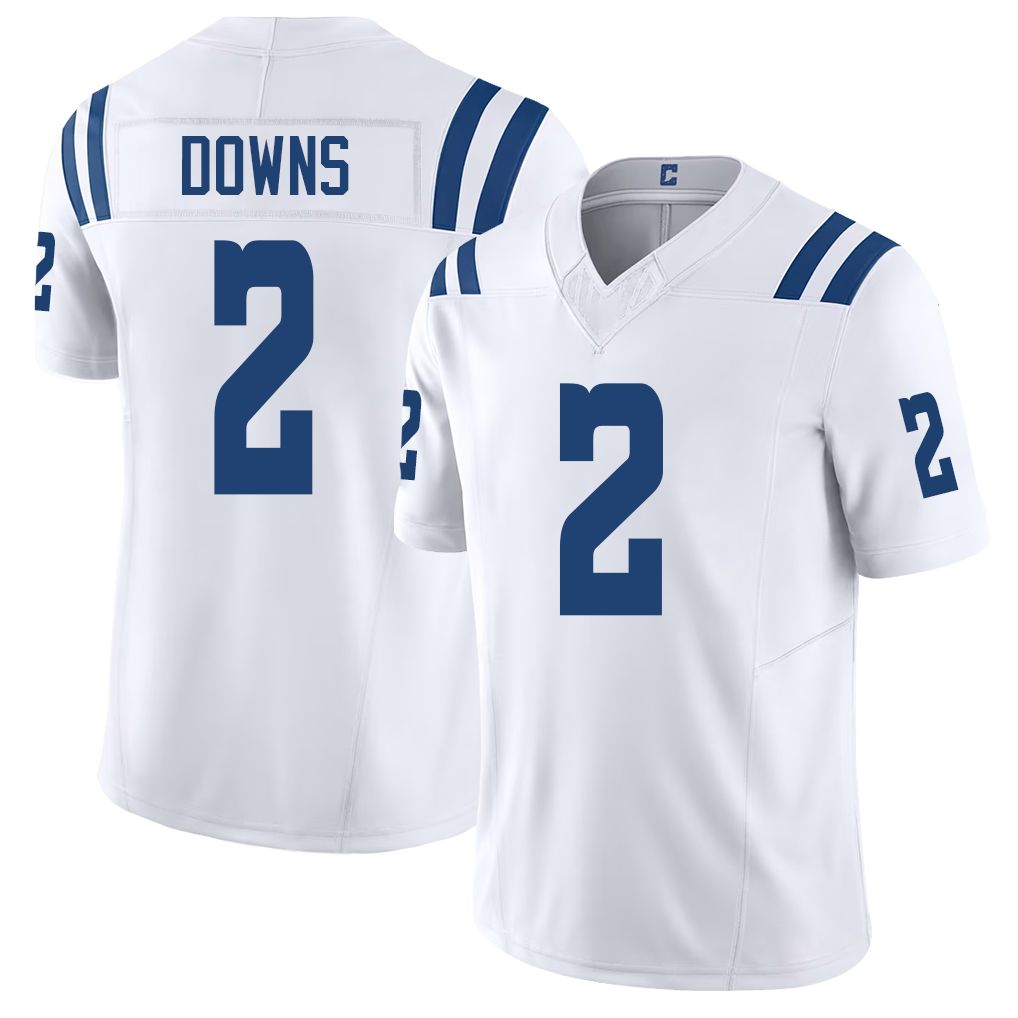 Indianapolis #2 Downs Player Football V Neck Short Sleeve White Jersey Josh For Men Youth Women Gift