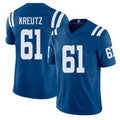 Indianapolis #61 Kreutz Player Football V Neck Short Sleeve Royal Jersey Josh For Men Youth Women Gift