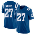 Indianapolis #27 Walley Player Football V Neck Short Sleeve Royal Jersey Justin For Men Youth Women Gift