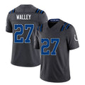 Indianapolis #27 Walley Player Football V Neck Short Sleeve Anthracite Jersey Justin For Men Youth Women Gift