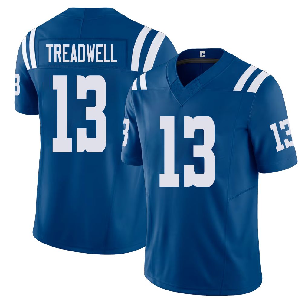 Indianapolis #13 Treadwell Player Football V Neck Short Sleeve Royal Jersey Laquon For Men Youth Women Gift