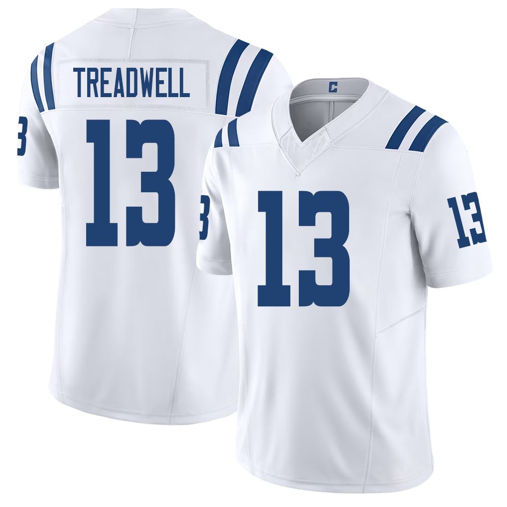 Indianapolis #13 Treadwell Player Football V Neck Short Sleeve White Jersey Laquon For Men Youth Women Gift