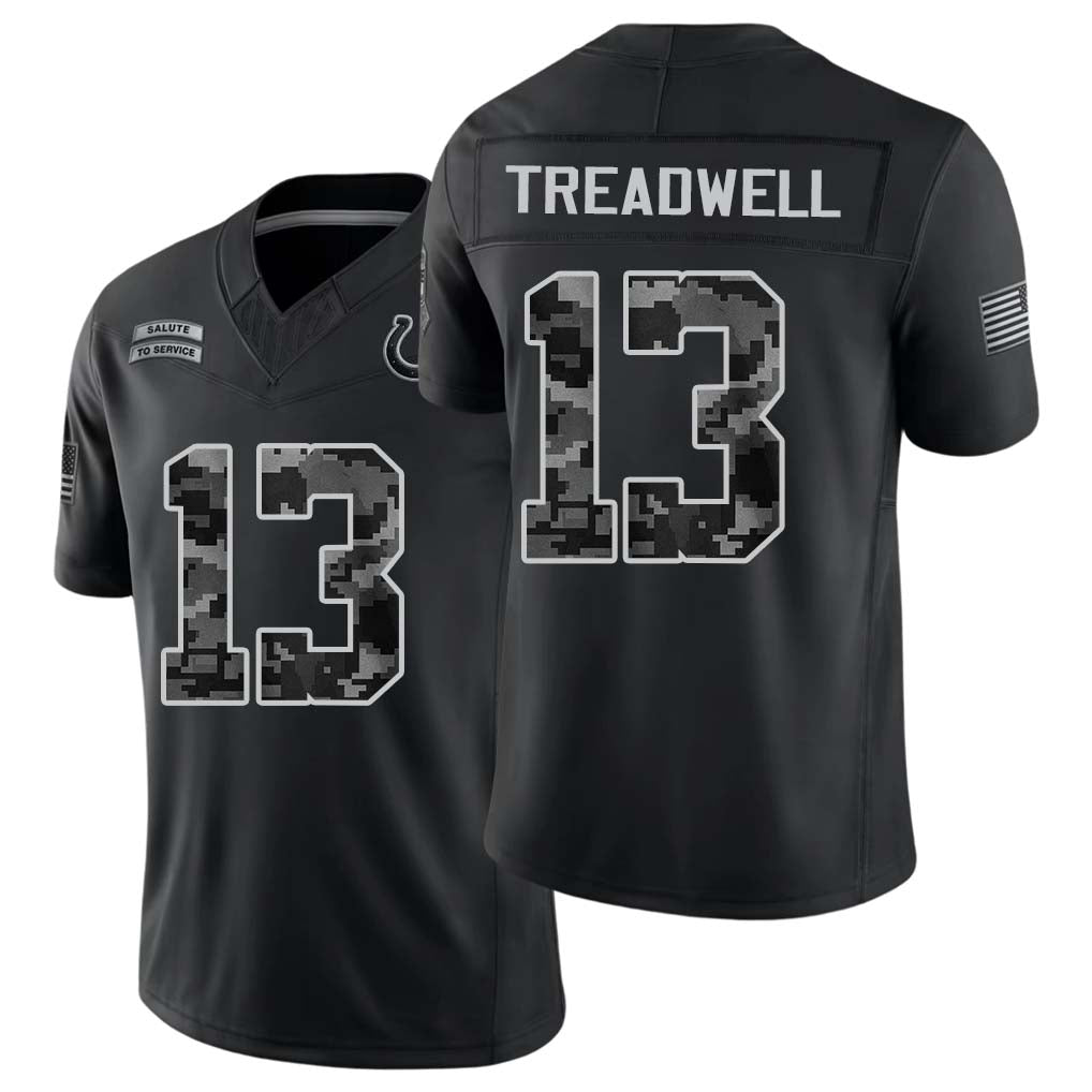 Indianapolis #13 Treadwell Player Football V Neck Short Sleeve Black Jersey Laquon For Men Youth Women Gift