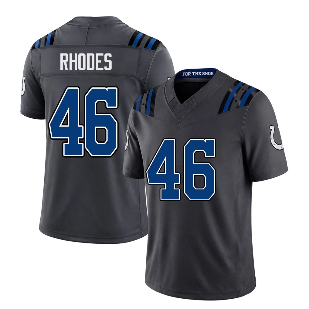 Indianapolis #46 Rhodes Player Football V Neck Short Sleeve Anthracite Jersey Luke For Men Youth Women Gift