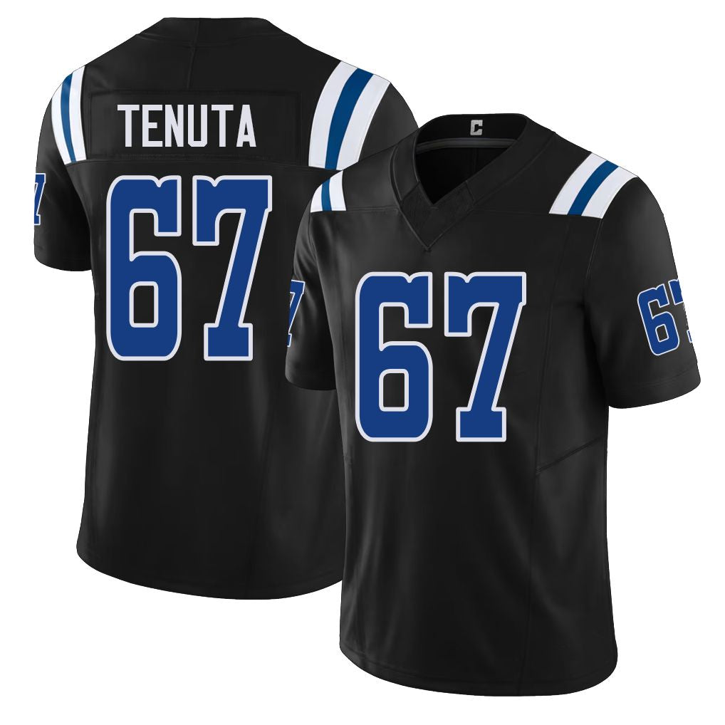 Indianapolis #67 Tenuta Player Football V Neck Short Sleeve Black Jersey Luke For Men Youth Women Gift