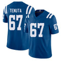 Indianapolis #67 Tenuta Player Football V Neck Short Sleeve Royal Jersey Luke For Men Youth Women Gift