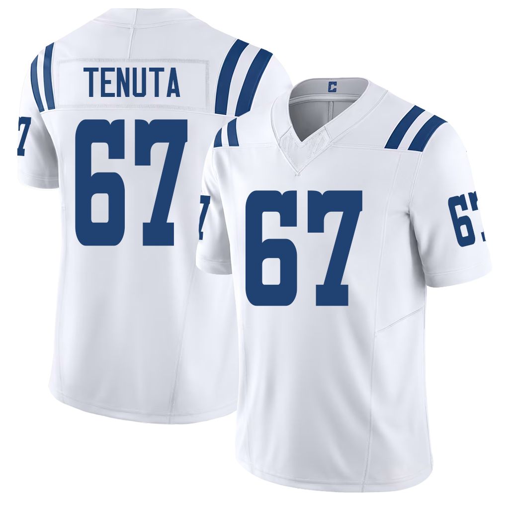 Indianapolis #67 Tenuta Player Football V Neck Short Sleeve White Jersey Luke For Men Youth Women Gift