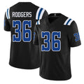 Indianapolis #36 Rodgers Player Football V Neck Short Sleeve Black Jersey Mekhi For Men Youth Women Gift