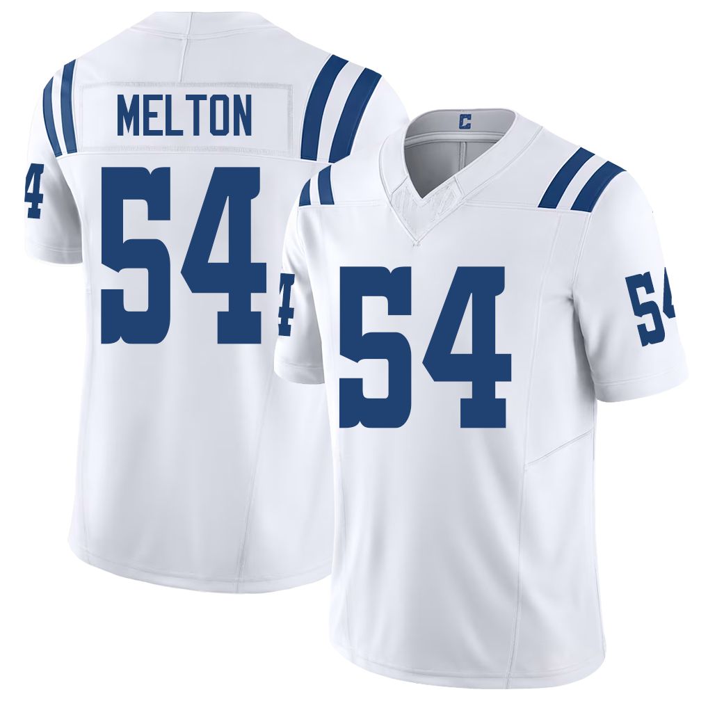 Indianapolis #54 Melton Player Football V Neck Short Sleeve White Jersey Mitchell For Men Youth Women Gift