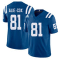 Indianapolis #81 Alie-Cox Player Football V Neck Short Sleeve Royal Jersey Mo For Men Youth Women Gift