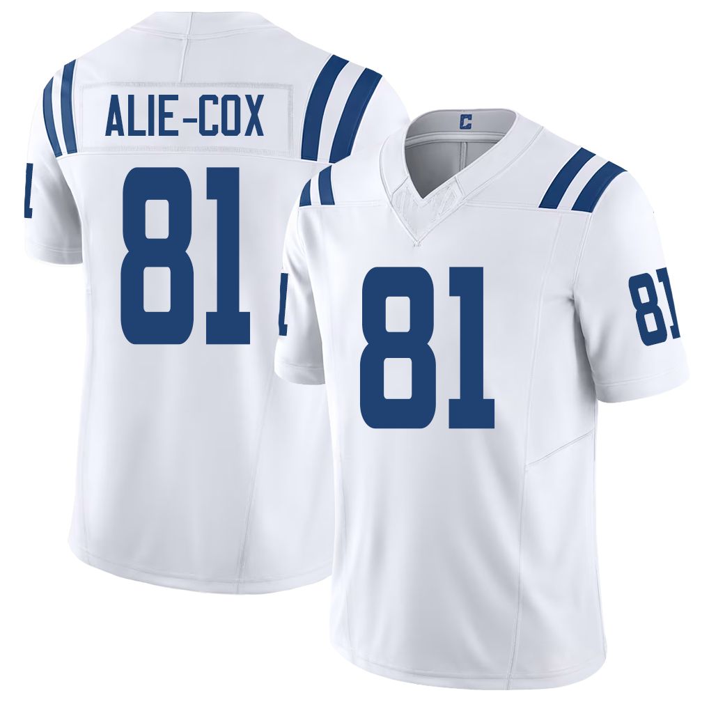 Indianapolis #81 Alie-Cox Player Football V Neck Short Sleeve White Jersey Mo For Men Youth Women Gift