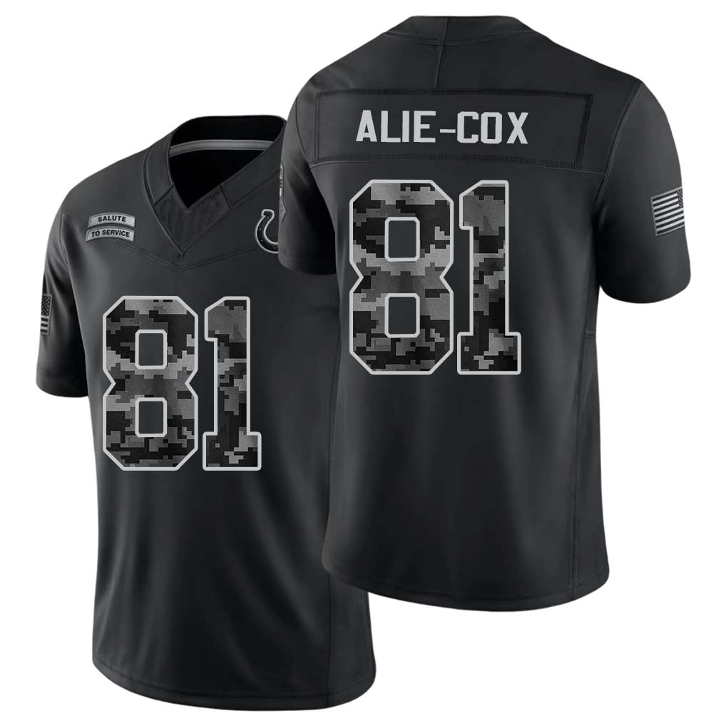 Indianapolis #81 Alie-Cox Player Football V Neck Short Sleeve Black Jersey Mo For Men Youth Women Gift