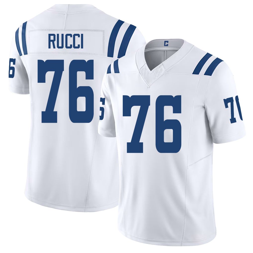 Indianapolis #76 Rucci Player Football V Neck Short Sleeve White Jersey Nolan For Men Youth Women Gift