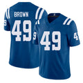 Indianapolis #49 Brown Player Football V Neck Short Sleeve Royal Jersey Pharaoh For Men Youth Women Gift
